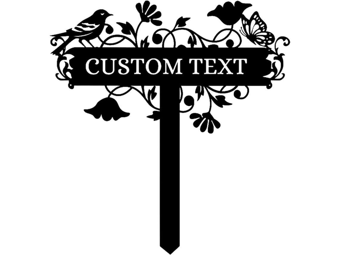 Placa De Metal Personalizada Para Jardim Com Estaca – Placa Externa À Prova D'água E Personalizável Para E – O