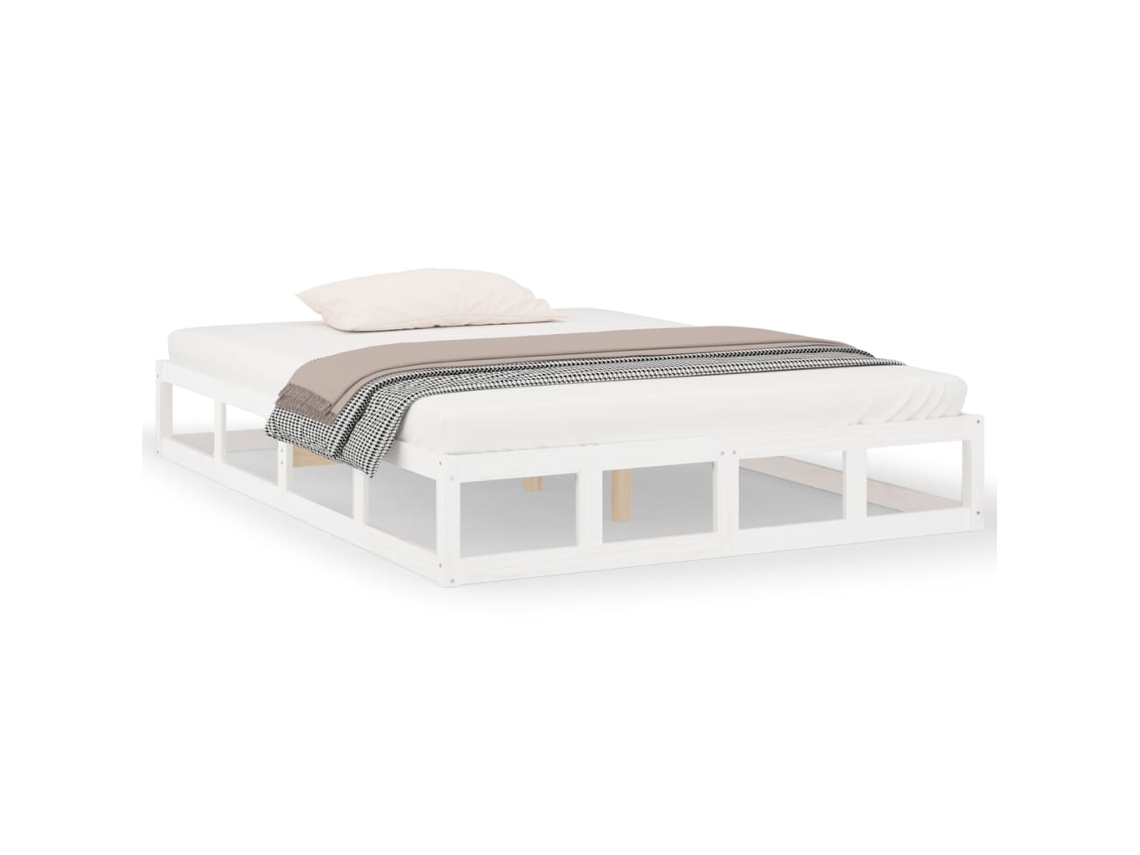 Estrutura de Cama King 150x200 cm Madeira Maciça Branco MAISON EXCLUSIVE