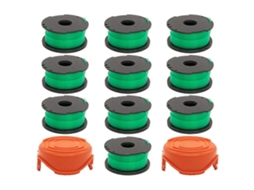 D0h 2 Tampa do Carretel + 10 Carretéis de Substituição para Cortador de Grama Black Decker Gh3000 C8x Gh3000r Lst540 Lst540b
