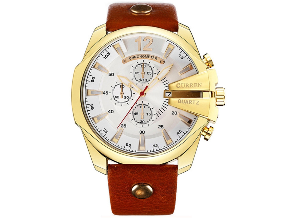 Relógio Masculino para Negócios, Relógio Casual com Pulseira de Couro e Movimento de Quartzo, Relógio de Pulso Masculino MDUG