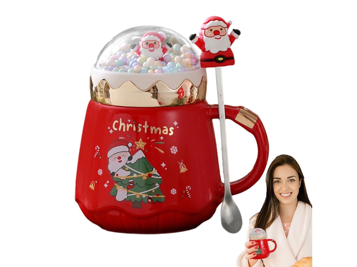 Caneca De Cerâmica Natalina De 500 Ml Com Tampa Em Formato De Globo De Neve E, Para Uso Doméstico, Confeitaria E Organização Da Cozinha