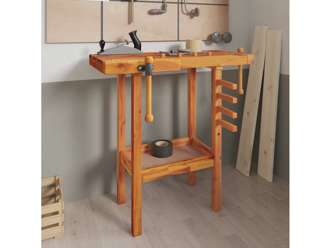 Vidaxl Bancada De Trabalho Com Tornos 92x48x83 Cm Acácia Maciça