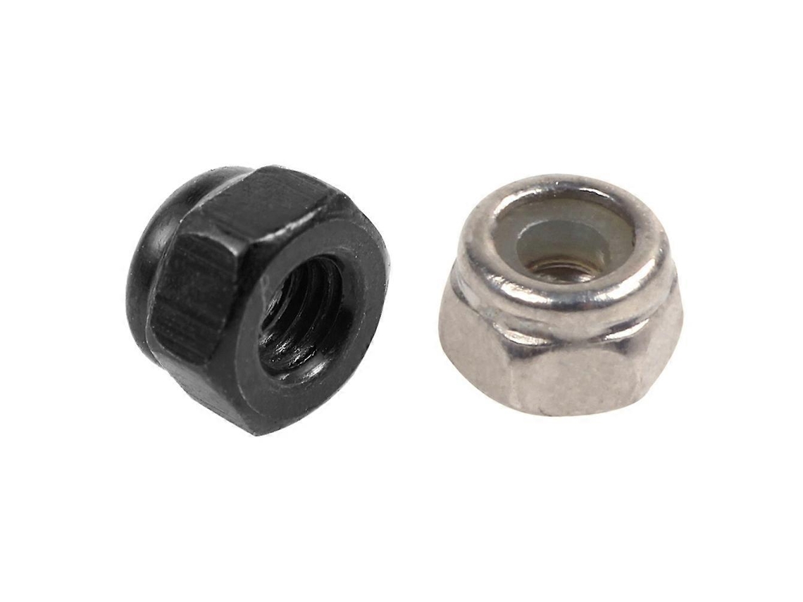 100 Porcas De Bloqueio Hexágono Com Encaixe De Nylon Zinco Galvanizado Pretas M2.5 M2