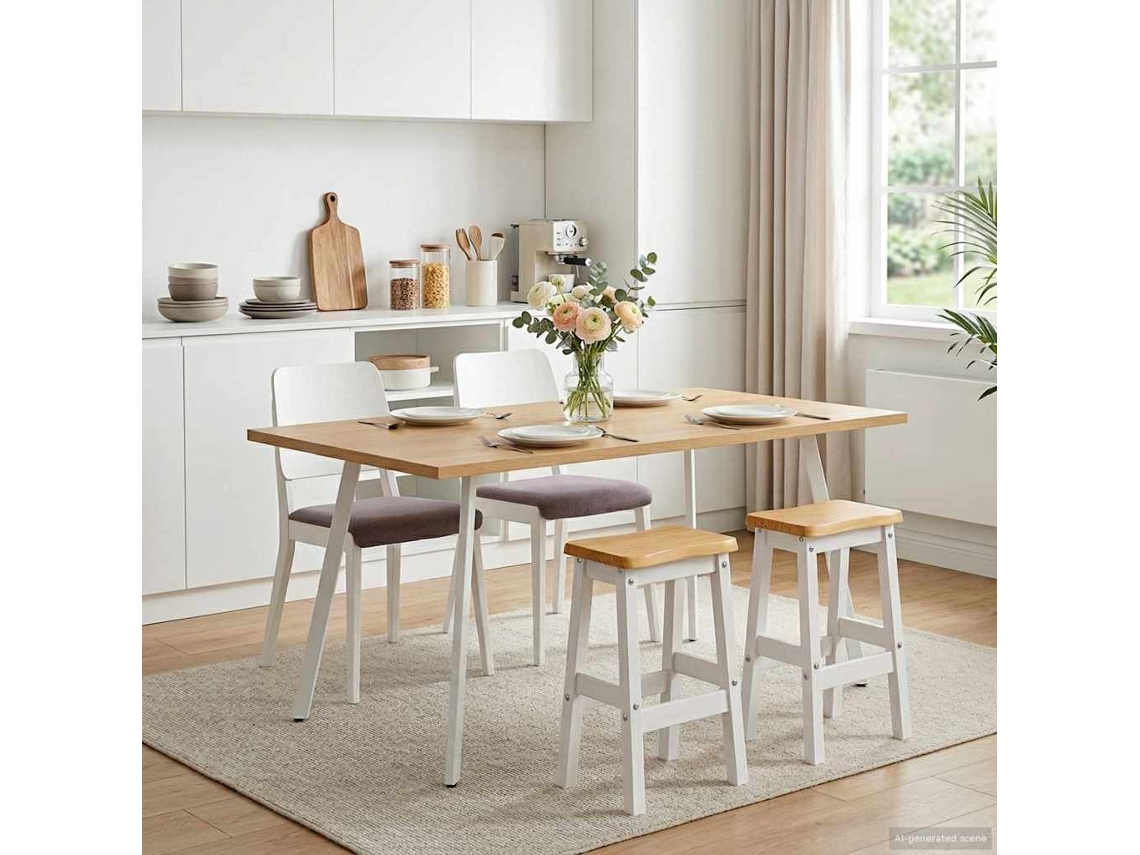 Vidaxl Banco Alto De Bar Ekai 2 Unid. Branco 40 X 29 X 63 Cm