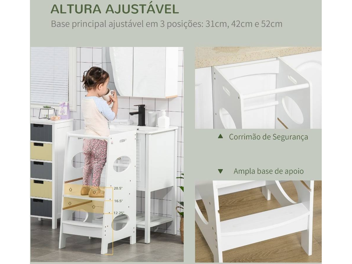 Torre de Aprendizagem HOMCOM 312-053WT (Branco - MDF - 40x50x90 cm)