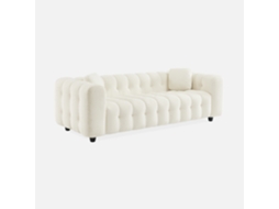 Sofá Em Tecido Bouclé, 3 Lugares, Creme