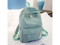 Mochila escolar de veludo cotelê para adolescentes e jovens, com estampa listrada e zíper duplo | S/BRAND