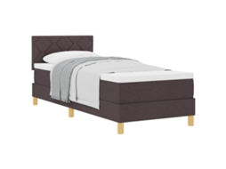 Cama Box com Colchão Marrom Escuro 80 X 200 Cm Tecido MAISON EXCLUSIVE