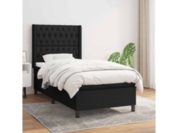 Vidaxl Cama Com Molas/colchão 90x200 Cm Tecido Preto