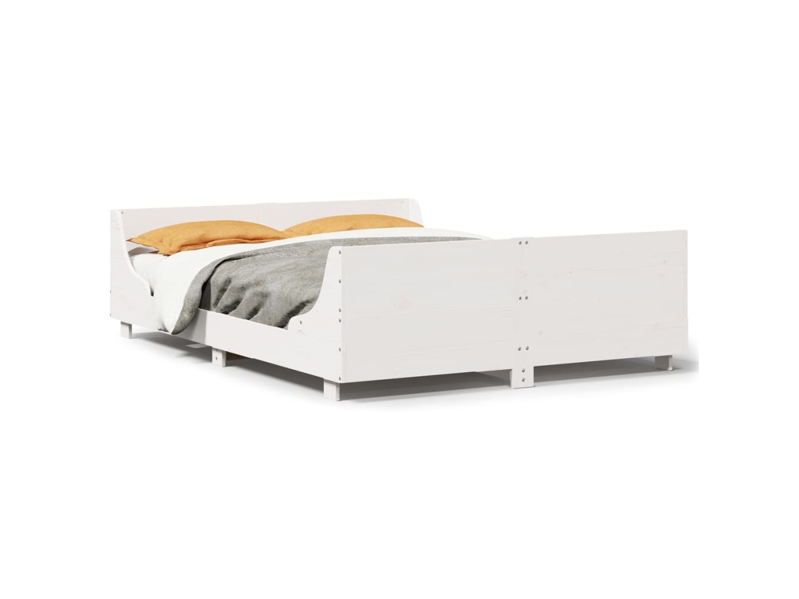 Cama Sem Colchão 150x200 cm Madeira de Pinho Maciça Branco MAISON EXCLUSIVE