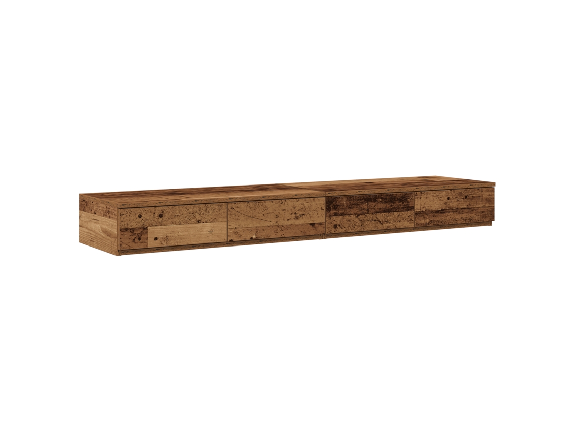 Mesa De Cabeceira Rústica Marrom Com 4 Gavetas Vidaxl Castanho Madeira (160x36,5x16,5cm)
