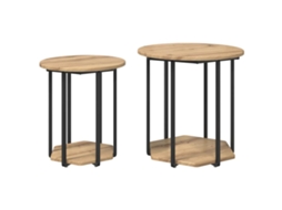Conjunto de Mesas de Apoio com Prateleira 2 Pcs Castanho MAISON EXCLUSIVE (0,5x0,5x0,5 cm)