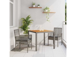 Vidaxl Conjunto De Jantar Para Jardim 3 Unid. Cinzeto Vime Pe