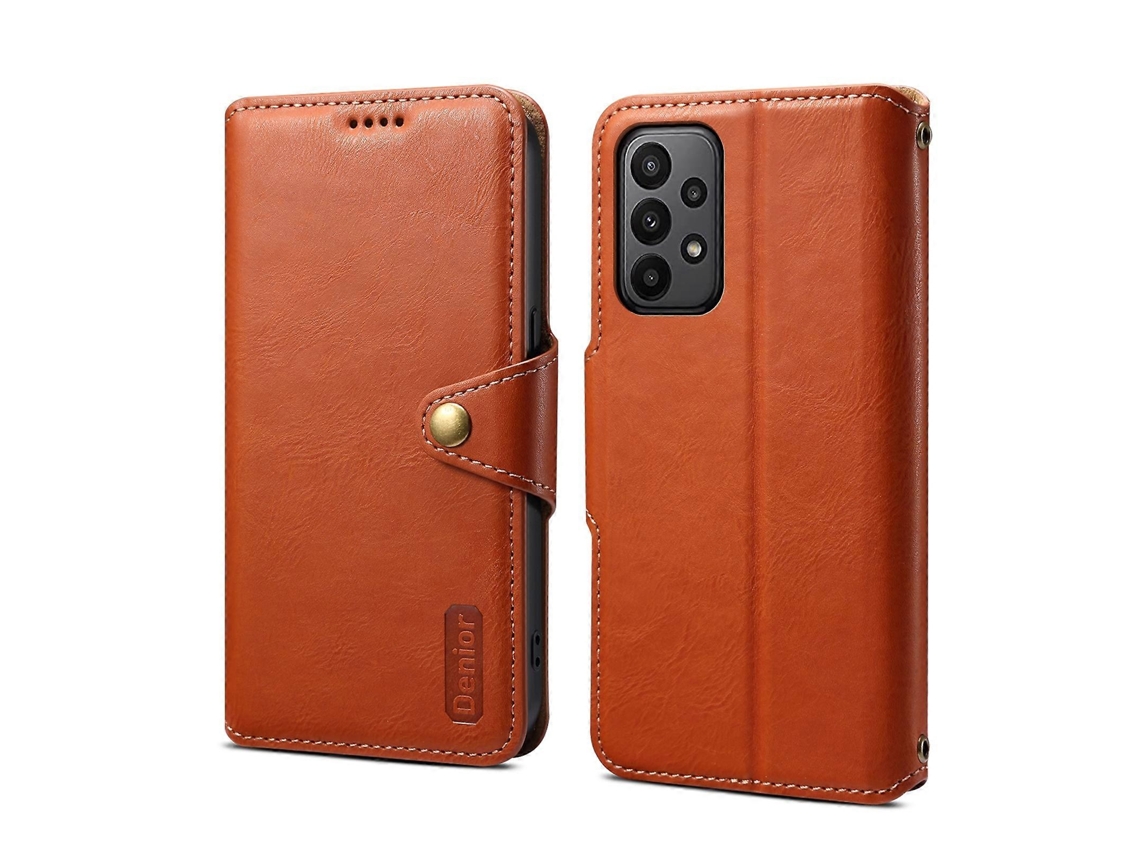 Capa Para Celular Denior Em Couro Bovino Texturizado, Estilo Carteira, Para Samsung Galaxy A23