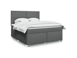 Vidaxl Cama Com Molas/colchão 180x200 Cm Tecido Cinzento-escuro