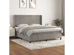 Vidaxl Cama com Molas/colchão 180x200 Cm Veludo Cinzento claro