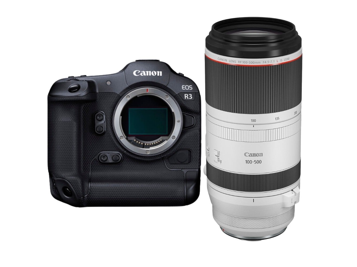 Eos R3 + Rf 100 500mm F/4.5 7.1 L Is Usm Máquina Fotográfica Profissional + Ebook “20 Dicas para Fotos Que Impressionam” CANON