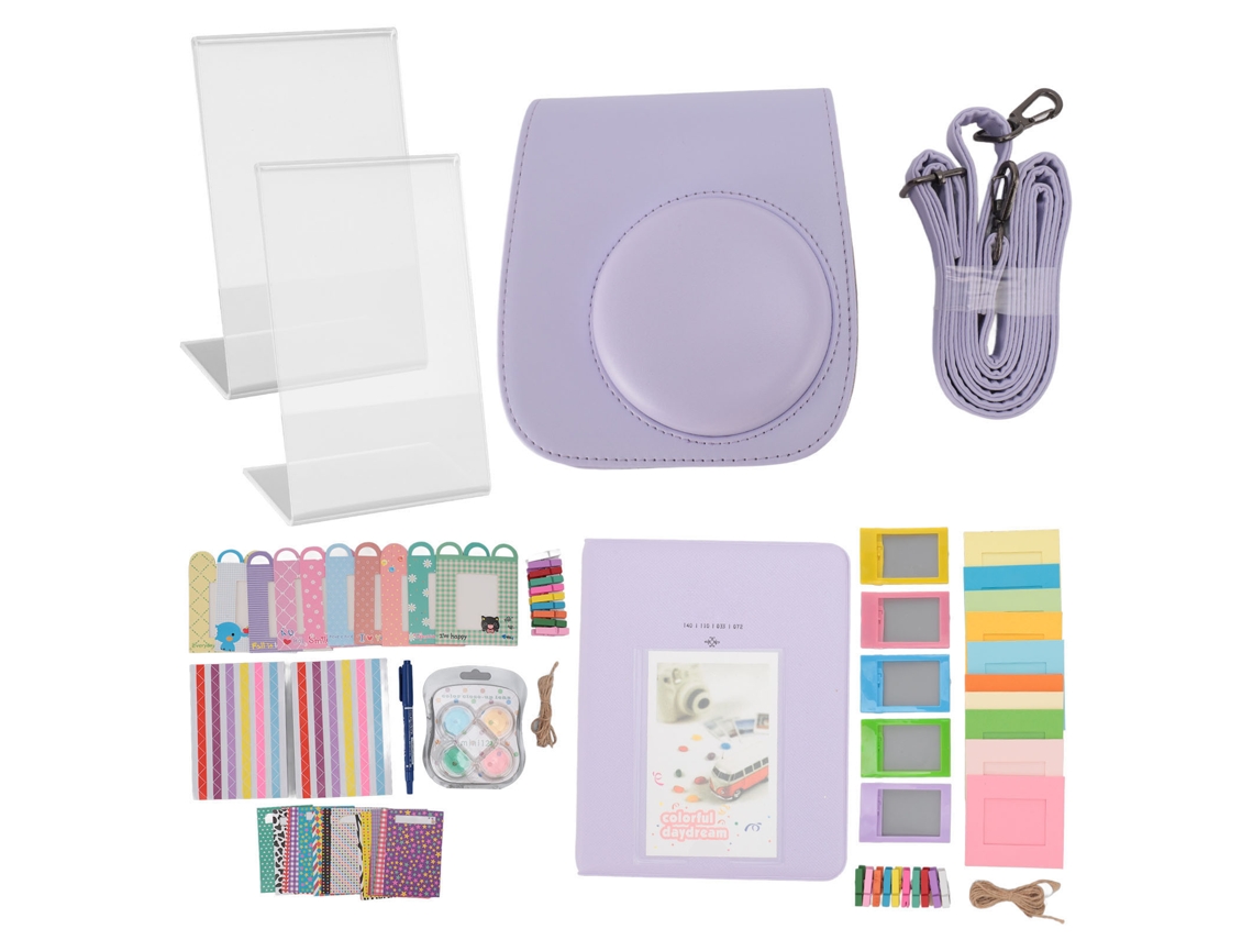 Acessórios Para Fujifilm Instax Mini 12: Capa De Couro Pu, Álbum, Molduras E Adesivos Diy, Filtros De Cor Roxa