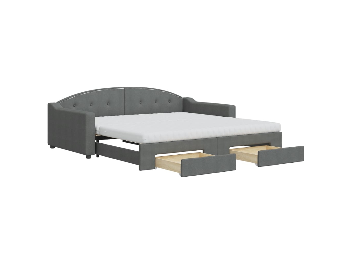 Sofá-cama Com Gavetão Vidaxl Cinzeto Tecido