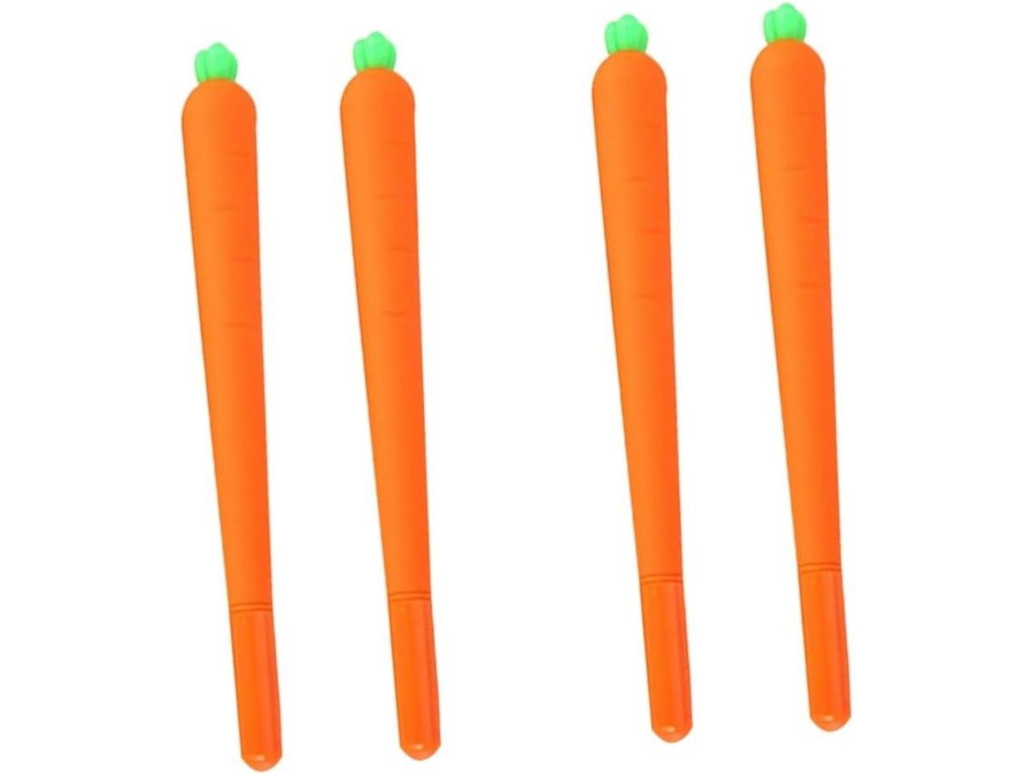 Conjunto De 4 Canetas Em Gel Com Estampa Cenoura, Fofas Para