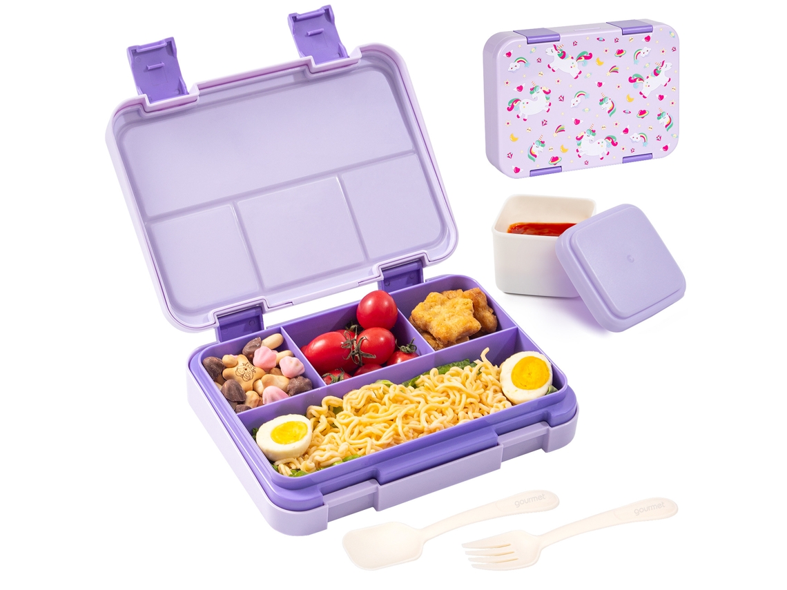 Lancheira Bento Infantil Compartimentada Hermética Portátil Para Refeições Escolares Czhhmart Unicórnio