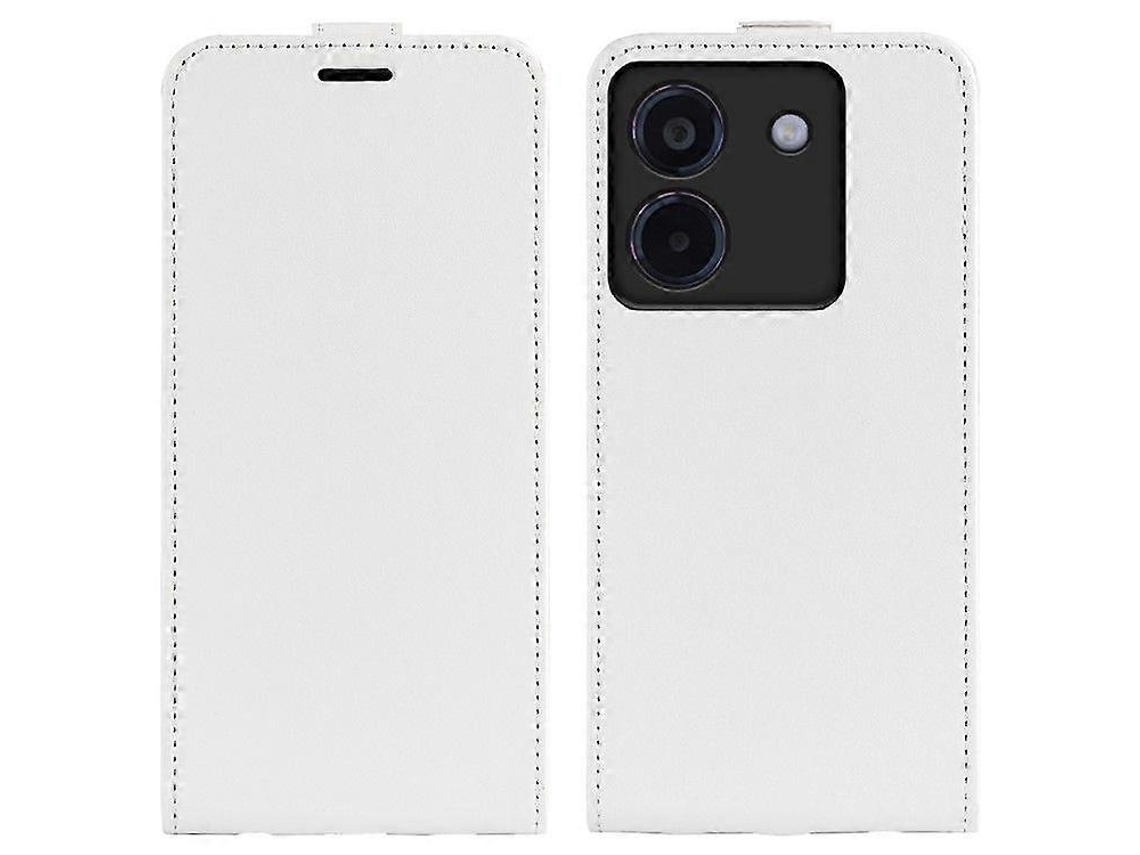 Capa Ranhuras Vertical Phone Para Xiaomi Poco M7 FACPOET Com Porta-cartões Castanho