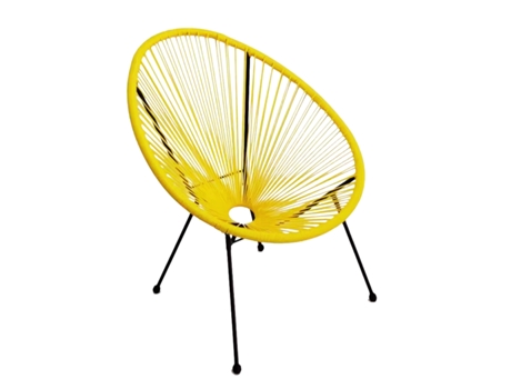 Conjunto de 2 Cadeiras Entrançadas Terraço de Jardim Cadeira para Interior e Exterior Fios em Polietileno Estrutura Metálica em Aço Amarelo LUTODY