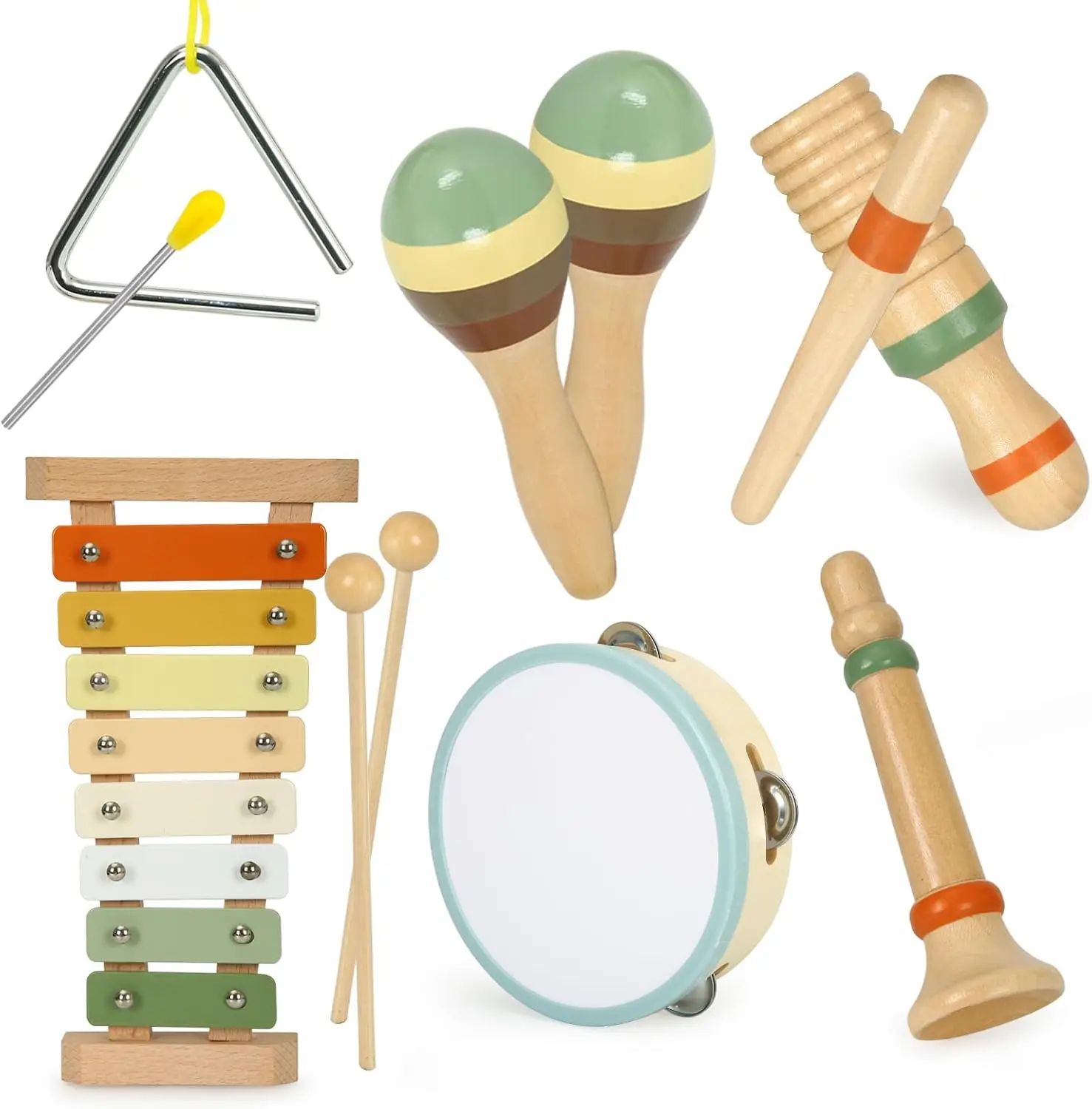 Conjunto de 6 peças de instrumentos musicais Montessori para crianças pequenas, brinquedos de madeira, um brinquedo educativo pré-escolar para bebês.