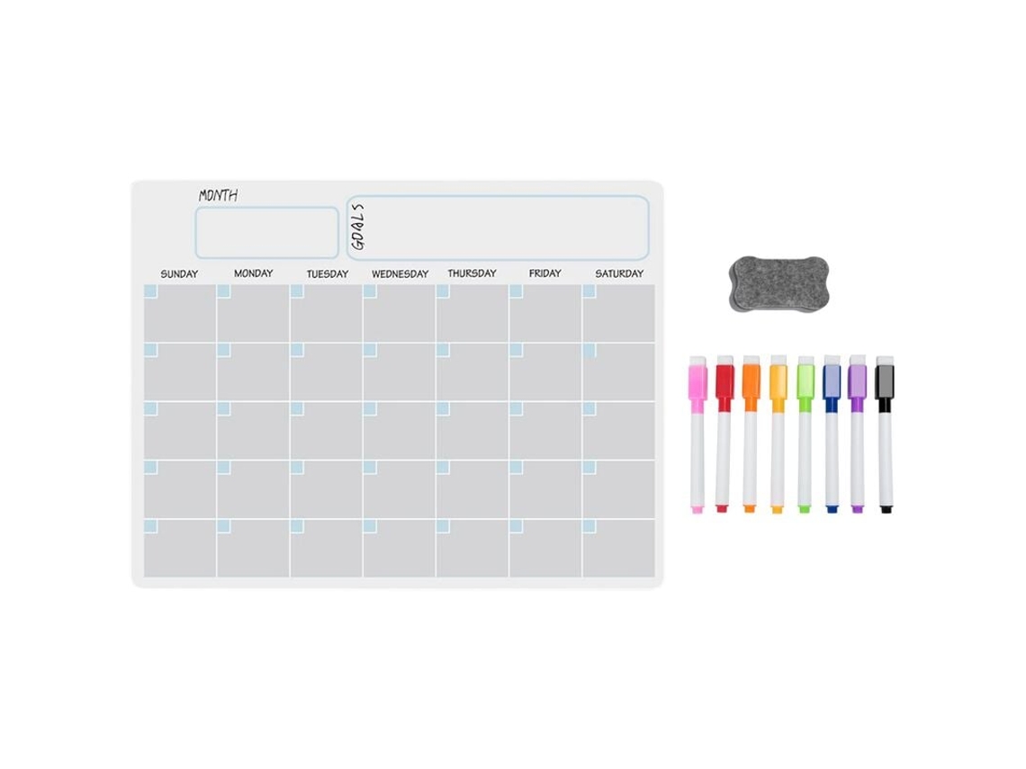 Calendário de quadro branco magnético A3 com planejador semanal para geladeira, cozinha e casa (43 x 30 cm) Slowmoose
