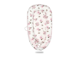 Cama portátil para bebê em algodão respirável com capa removível, 90x50cm DIGITALLAB (flores rosa)