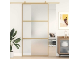Vidaxl Porta Deslizante 102,5x205 Cm Vidro Esg Fosco/alumínio Dourado