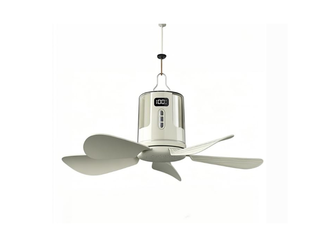 Ventilador De Teto Portátil Recarregável De 40 Cm Com Luz, Verde (recarregável) G, Ventilador Externo A Bateria Para Camping, Pátio E Barraca