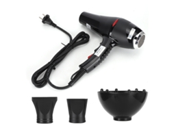 Secador De Cabelo De Alta Potência Preto De Secagem Rápida Para Uso Doméstico 2000w Com Iões Negativos E Acessórios