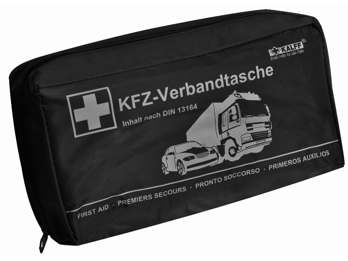 Bolsa de Primeiros Socorros para Veículos KALFF Compacta Conteúdo Din 13164 Preta