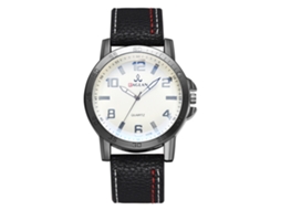 Reloj De Cuarzo Para Hombre Con Correa De Cuero Pu Estilo Casual Y Empresarial Negro