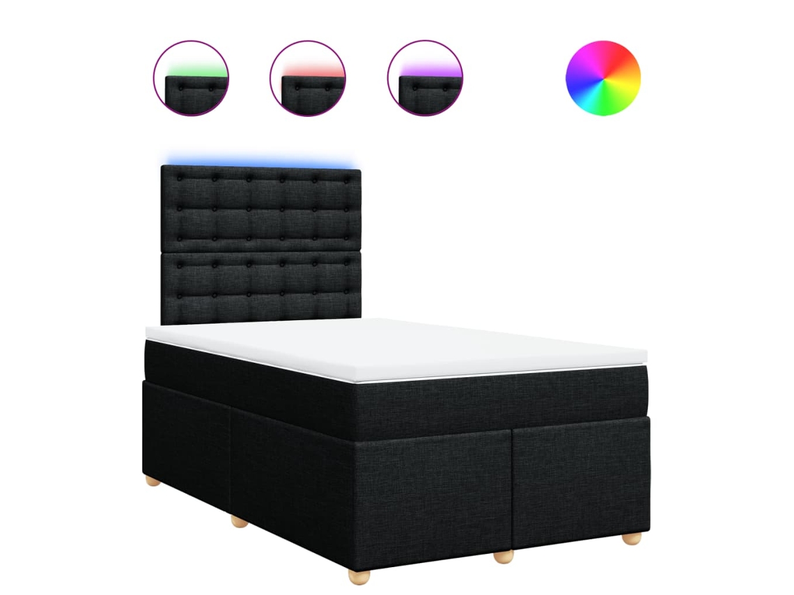 Cama Boxspring com Colchão 120x190 Cm Tecido Preto MAISON EXCLUSIVE