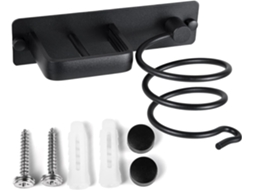Suporte De Parede Para Secador Cabelo E Chapinha Com Prateleira Espiral Metal, Organizador Cabos Secador.