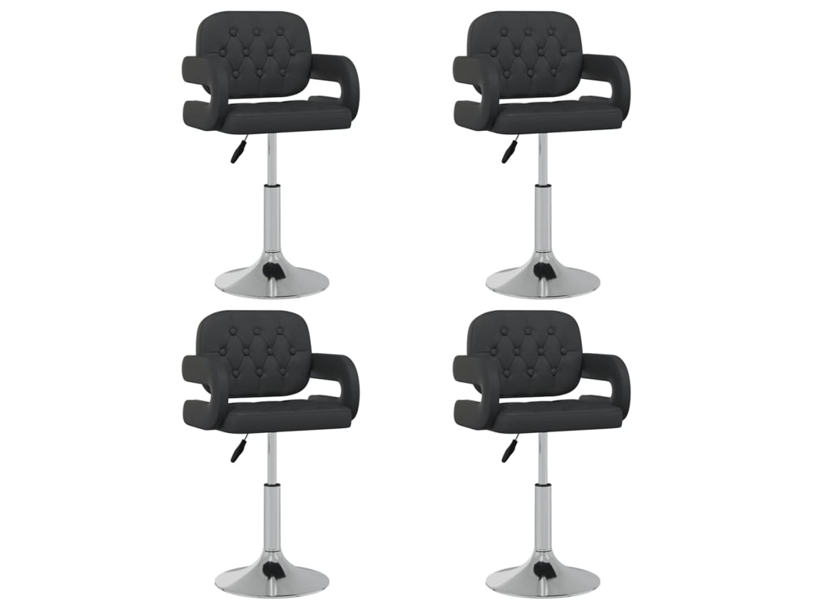 Conjunto 4 Cadeira De Jantar Vidaxl Preto Couro Sintético (58 X 50 X 88 Cm)