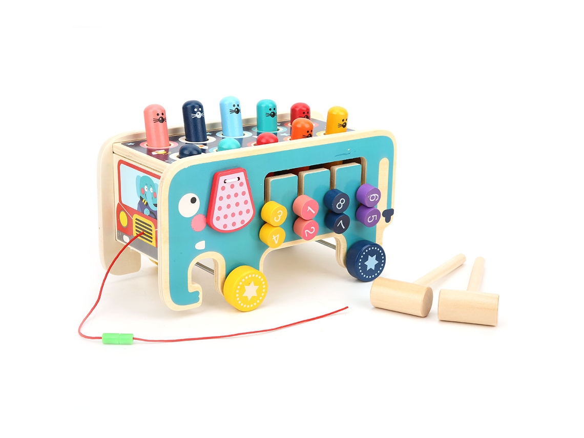 Brinquedo Educativo De Martelamento De Madeira Com Cores Brilhantes Para Crianças