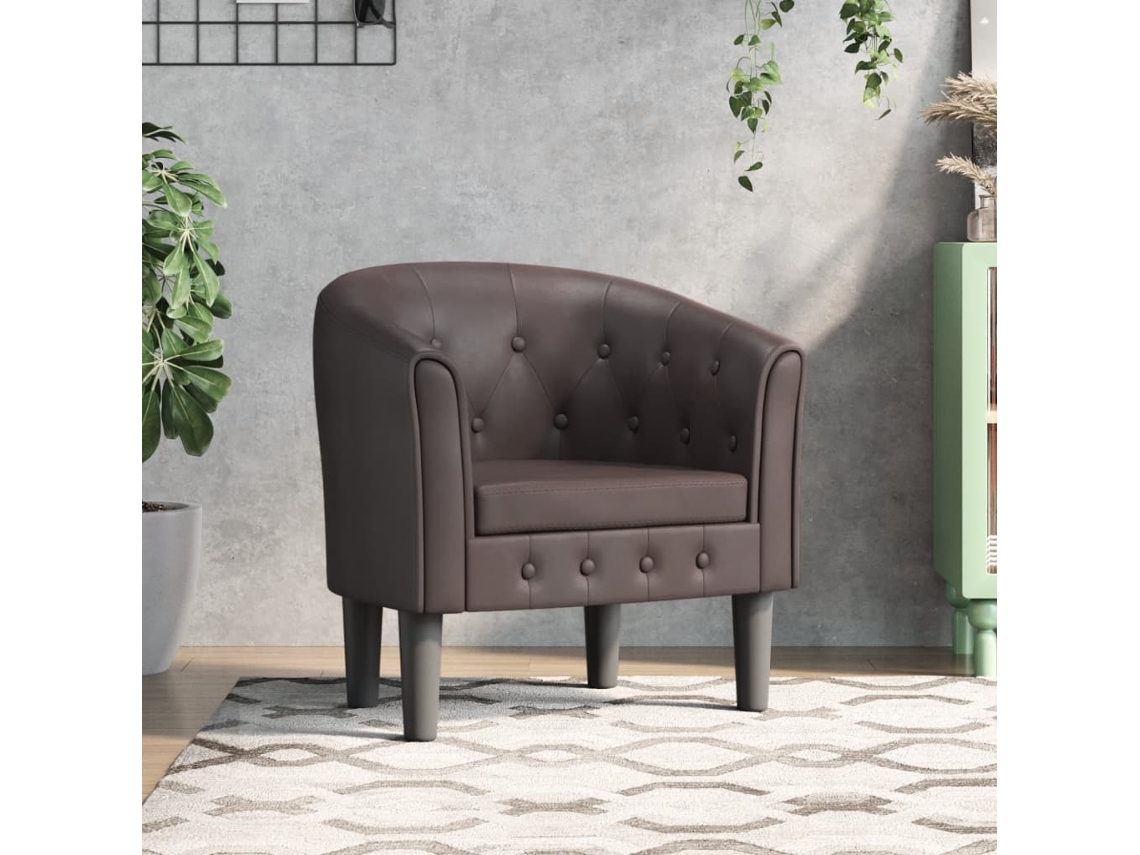 Poltrona Couro Artificial Castanho PANGSHIYUAN