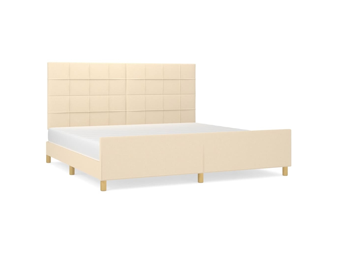 Bed Frame With Headboard, Bed Frames With Headboards Vidaxl Creme Tecido (200 X 200 Cm)