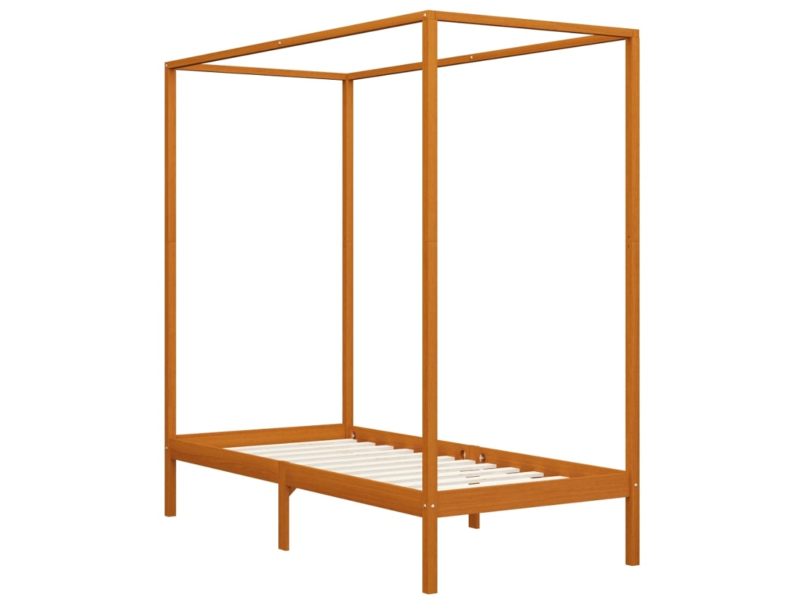 Estrutura de Cama com Toldo 90x200 Cm Pinho Maciço Castanho Mel MAISON EXCLUSIVE