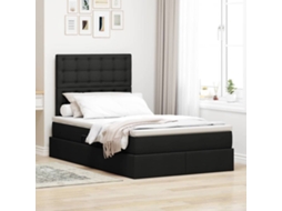 Vidaxl Cama De Armazenamento Led Com Colchão Preto 120 X 200 Cm Tecido