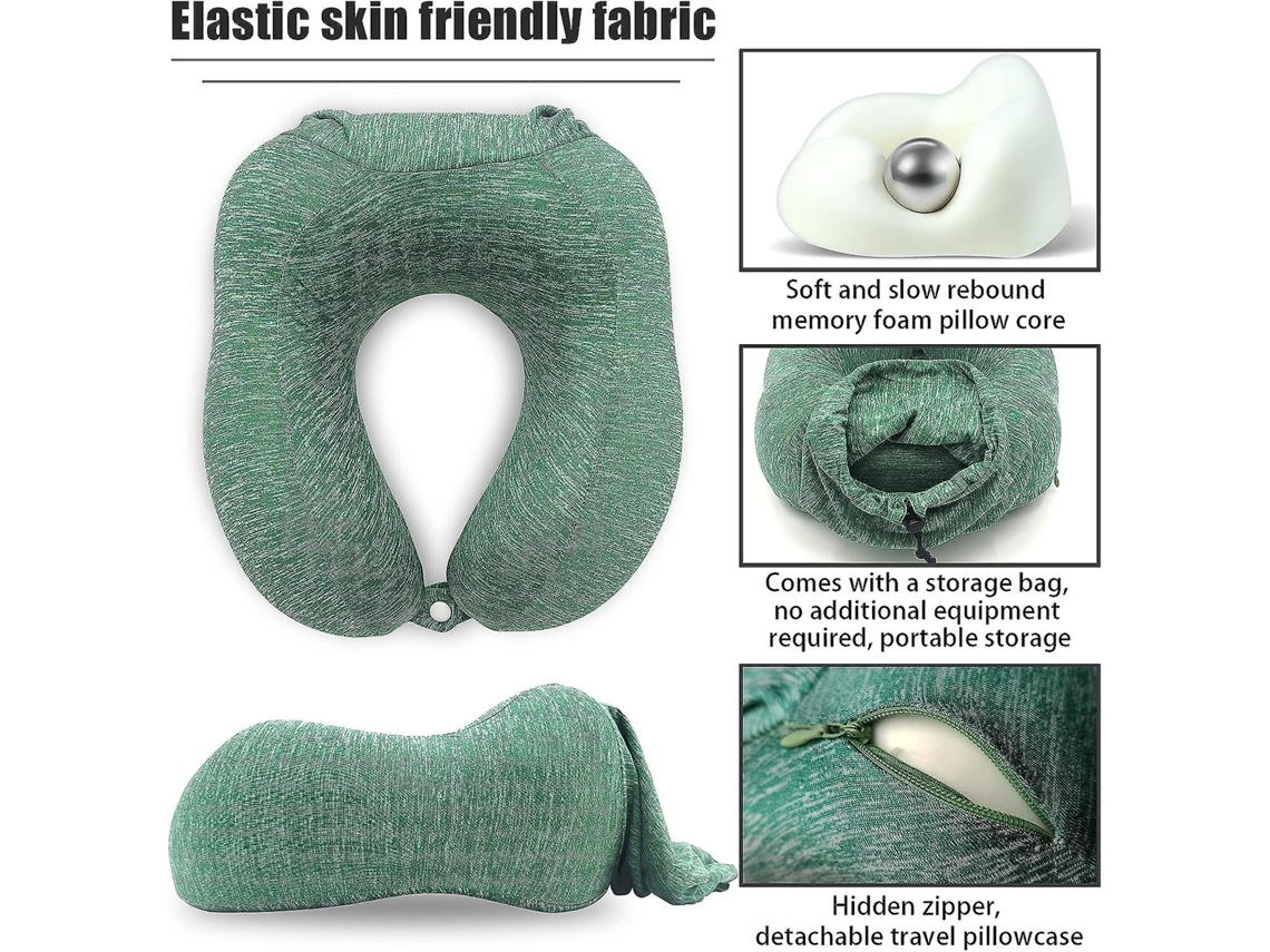 Travesseiro De Viagem Macio E Confortável, Espuma Viscoelástica De Recuperação Lenta, Com Bolsa De Armazenamento Slowmoose