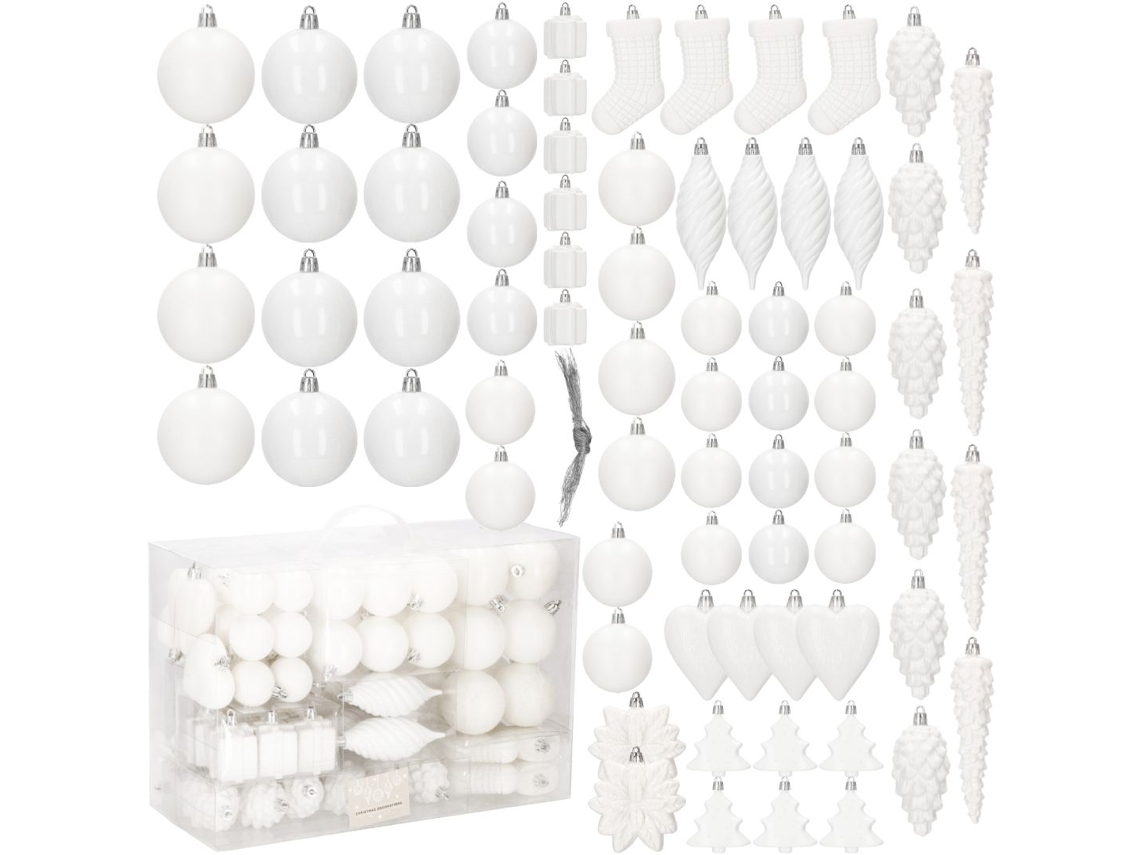 Bolinhos de Árvore de Natal 72 Pcs. Branco Várias Decorações Cones Candy Estrelas. Decoração de Natal