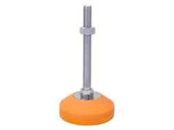 Pé mecânico tipo L de alta qualidade com base antiderrapante em nylon PA6 para equipamentos industriais (diâmetro de 100 mm, parafuso de 12x100 mm)