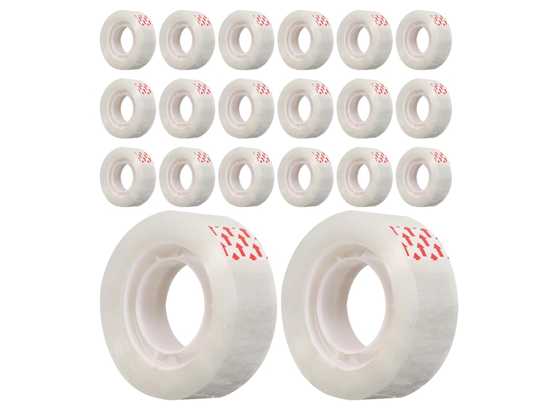 Fita Adesiva Transparente Tehaux, 24 Rolos, Para Selar Envelopes E Reparar Páginas Alta Aderência, Multiuso, Material