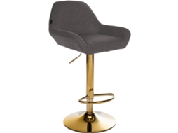 Banqueta de bar X1 com apoio para os pés e encosto baixo, design moderno, assento em tecido cinza escuro, estrutura em metal dourado 10_0006148
