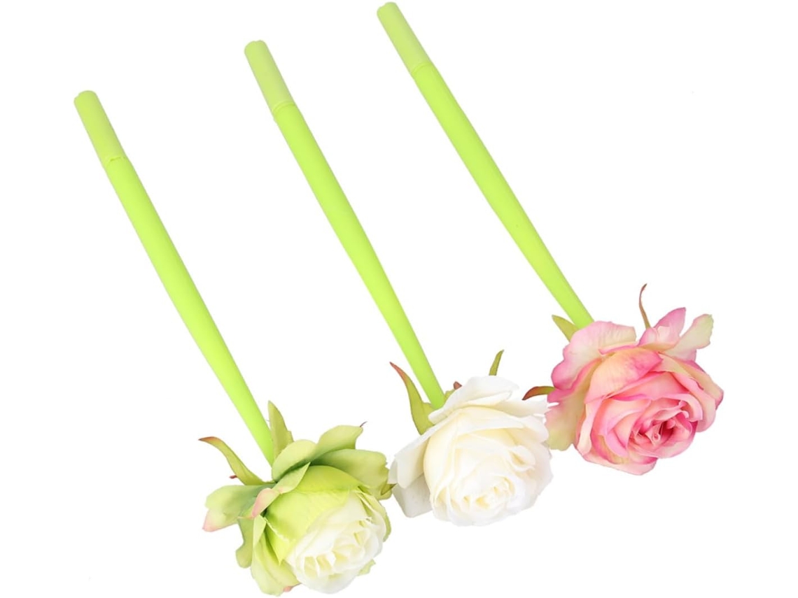 Conjunto De 4 Canetas Em Gel Com Estampa Rosas, Instrumentos Escrita