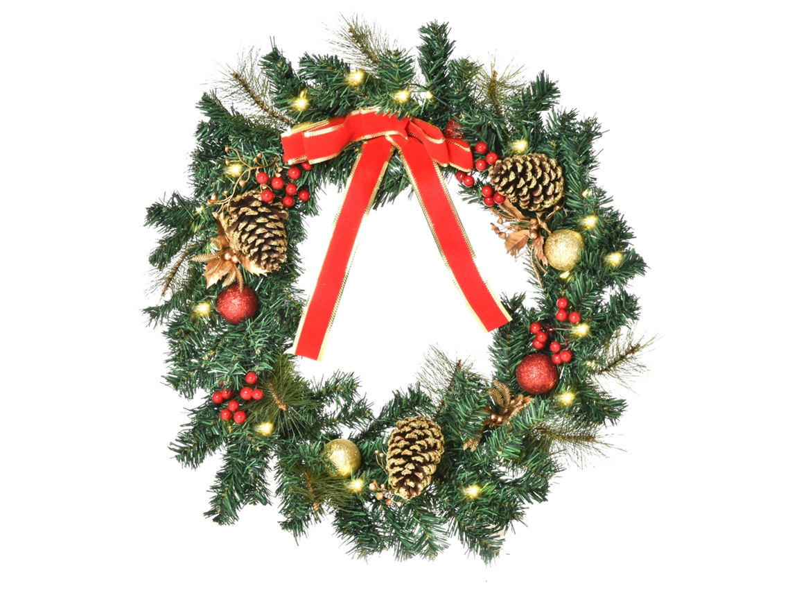 Guirlanda Natal Artificial Brilhante (led, Decorada Azevinho Pinhas, 20x60cm)